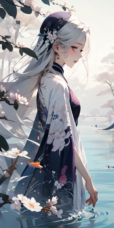 (masterpiece:1.2), best quality,pixiv,中国Ink Painting,Ink Painting,
1 Girl, Long hair, Solitary,White hair,Purple Eyes,
 