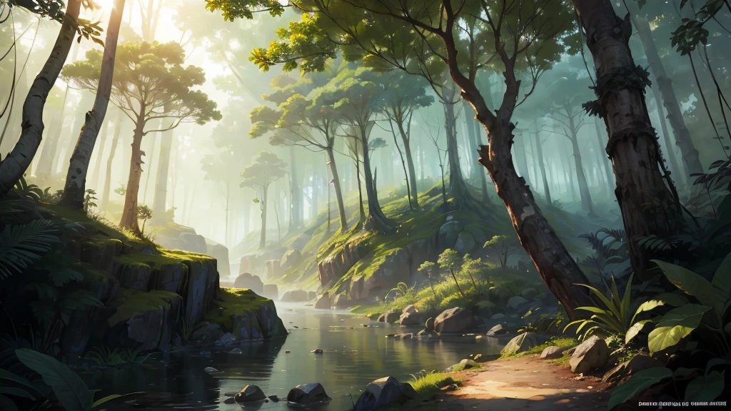 (High quality, highly detailed, UHD, masterpiece), Ancient Forest, deep jungle, jungle wallpaper, beautiful scenery, 2.5d