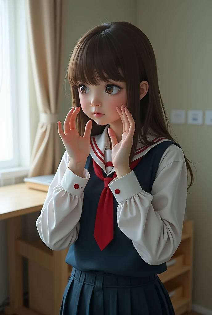 A female junior high school student masturbating in her uniform