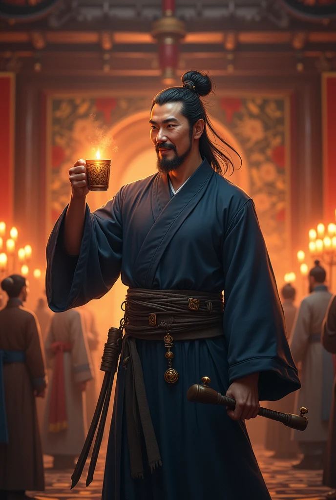 Overall character style
Song Jiang's overall style should reflect a man with a simple temperament、A middle-aged man with a gentle and refined temperament, but with a touch of the rivers and lakes。He is tactful、Loyal and filial,A kind smile is often on his face,Gives a trustworthy impression,Possesses leadership aura。
Character appearance
Age:About 40 years old
Body shape:Medium build,Not burly but looks capable
Face:Round Face,Charitable eyes,Determined eyes but slightly melancholy
Hair style:Black hair with a little gray,The hair is neatly bunned,Simple and plain
Beard:Well-trimmed goatee,Reflecting maturity and steadiness
Temperament:Strong affinity,Has a friendly feeling,But his eyes reveal thoughtfulness and caution。
Weapon
Double whips:Song Jiang's signature weapon,Can be designed as a pair of simple but stable iron whips,Symbolizing his experience and steadiness。
dagger(Backup):Used for self-defense,The sword is slender and exquisite,Usually worn around the waist。
Clothing
Main color:Dark Blue、Stable colors such as brown,Matches his calm and grand personality。
robe:他穿着宽大的robe,The fabric is simple,But cut decently,Showing his low-key leadership style。
belt:腰间系着质朴的皮革belt,With copper buttons。
boots:Simple but sturdy leather boots,Suitable for long-distance travel or marching。
Pendant
Jade pendant on the waist:With a jade pendant bearing a family symbol,Implies his feelings for his hometown、Family loyalty。
handkerchief:他常随身携带一块普通的handkerchief,Symbolizing his daily caution and meticulousness。
Character scene configuration
Song Jiang's scene configuration can be designed by combining several important plots,Highlighting his leadership and chivalry:
Gathering Hall scene:Song Jiang sits on the main seat of the Liangshan Gathering Hall,Surrounded by other heroes。He holds a whip in one hand,The other hand holds a cup,Smiling and drinking with everyone。This scene highlights his leadership and his deep affection for his brothers。