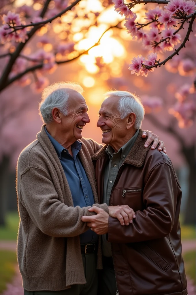 two old men enter into each other