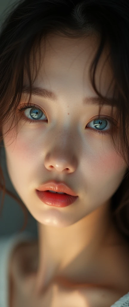 ((32K:1.9, Highest quality, masterpiece, Ultra-high resolution)), 1 Japan Girl,  19, Perfect dynamic composition, Tilt your head, look into the viewer:1.6, Highly detailed eye and facial textures:1.3, Fair skin, (Beautiful Blue Eyes, Erotic eyes:1.5), (A face of ecstasy:1.5, Sexy Face:1.5), (A taste that exudes beautiful eroticism:1.55), The expression of someone who feels deeply loved:1.6, (Expression drowning in intense pleasure:1.8), (Sharp focus, Cinema Lighting), Show face only, ((((Too erotic))))