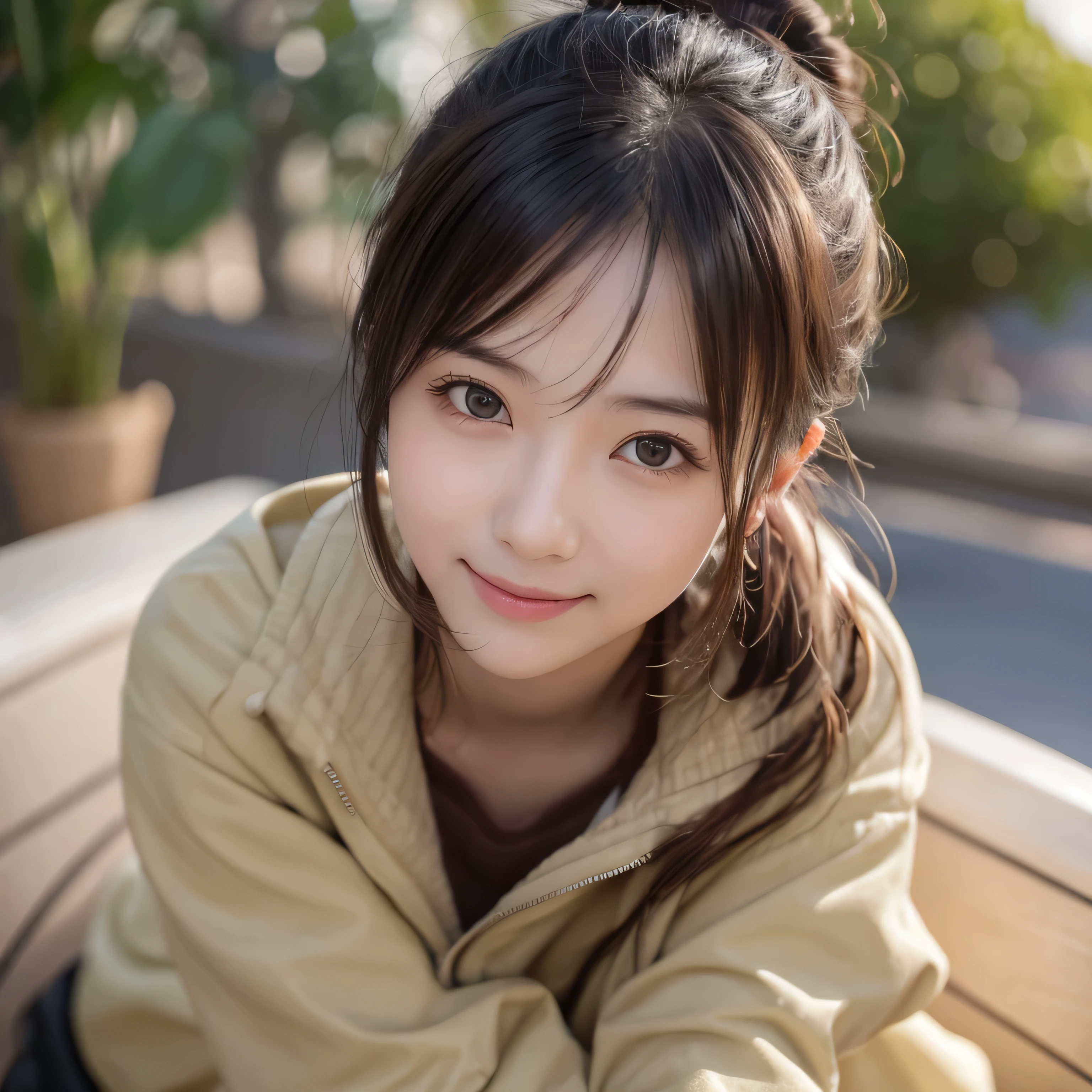 (masterpiece), Very realistic, seductively at the viewer, her cheeks turn red、 Non-NSFW, (Perfect Anatomy), 8k resolution, wonderful, elegant, Hyperrealism, Approaching perfection, dynamic, Very detailedな, Smooth, 超High resolution, Alchemy Smooth upscaled images ,HD resolution, High Quality Boost, Contrast Boost, Professional alchemy,((Hair Bun:1.3,lewisleathers doubleriderjacket,Oversized cargo pants、White camisole at inner、Expressionless、美しいJapanese people women、cute、Small breasts))、university student、22 years old、Hair tied up、1people、Very beautiful Japanese idol portraits、RAW Photos,Highest quality、Genuine、Very delicate and beautiful,Very detailed,2k wallpaper,wonderful,In detail,Highly detailed CG Unity 8K wallpapers,Very detailed,High resolution,Soft Light,Beautiful detailed,Very detailed eyes and face,Beautiful and sophisticated nose,Beautiful and beautiful eyes,Cinema Lighting,(Simple light color background:1.3)、Complete Anatomy、Slender body、Small breasts、smile,{Dim coffee}、{Lots of houseplants}、 {Morning sunlight filtering through the trees}、{coffee}、{Hair tied up}、{sit cross-legged}、美しいJapanese people women、Sharp focus, Perfect dynamic composition、Tilt your head、Close-up portrait, Model body type、 masterpiece、Highest quality、超High resolution、Ultra-high resolution photos、Smooth upscaled images 、HD resolution,、High Quality Boost,、Contrast Boost、Hyperrealism、Super fine、8k、elegant、 1people、Japanese people women、美しいJapanese people women、Ultra detailed face,、A captivating smile、cute、White skin、Fair skinの美しい肌、Brown eyes、Beautiful symmetrical face、Small face、Age 25、Beautiful black hair、 Beautiful small breasts、Skin between genuine people、Perfect figure、Perfect Anatomy's Body Type、whole body photos、Detailed and realistic people bodies、Detailed and realistic skin、Realistic face in every detail、Detailed and realistic eyes、Detailed and realistic lips、Detailed and realistic teeth、Detailed and realistic ears、Detailed and realistic hair、Beautiful Hands、Realistic feet down to the last detail、Realistic breasts down to the last detail、Realistic areola down to the last detail、Realistic nipples down to the last detail、Realistic female genitalia down to the smallest detail、Realistic vagina down to the last detail、Detailed and realistic clitoris、Realistic anus down to the last detail、Thick pubic hair with realistic detail、whole body、whole bodywhite skin、Fair skin、Check and fix the skeleton、Pubic hair is thick、Thick pubic hair、 Completely naked、urination、Pleasant expression、Blushing cheeks and an ecstatic expression, Leaking urine、A sex toy is inserted into the anus、Put your arms behind your back、Open your mouth、 Scandinavian-style cafe、Scandinavian interior、Wooden table、Surrounded by plants、
