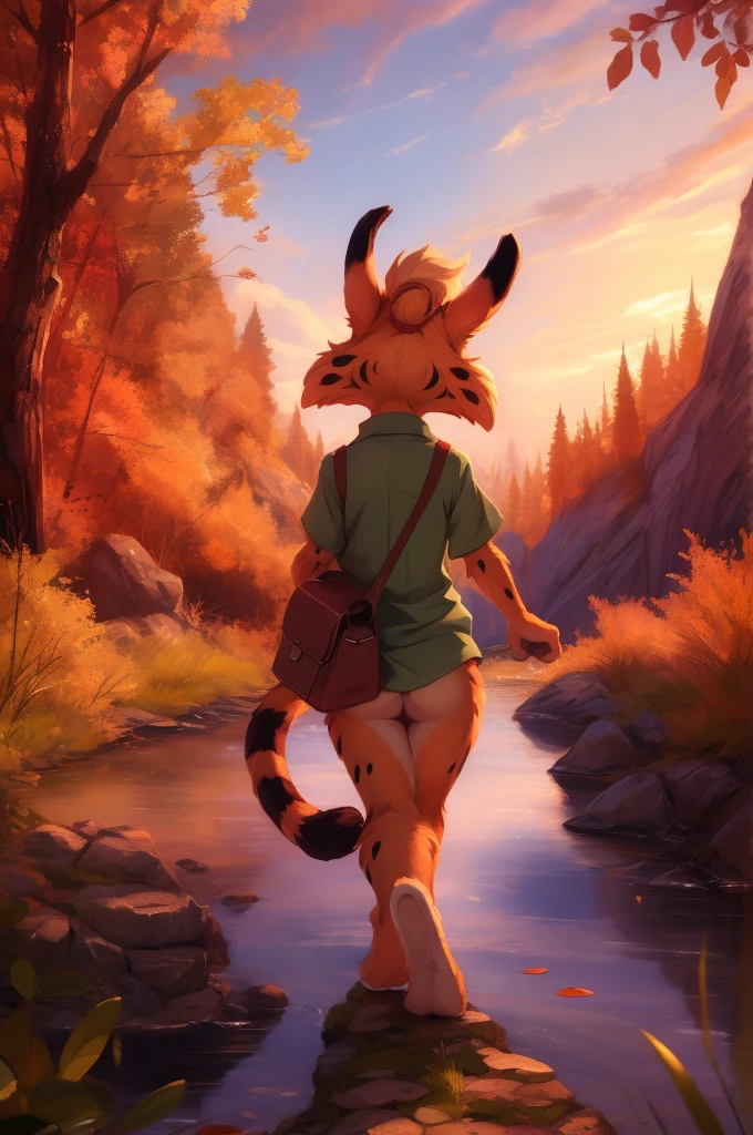 solo, standing, walking, hiking, red nose, green shirt, blue jeans, schoolbag in his back, Tail, BonkersTVTonAniYif, smiling, happy, taking a walk, hiking  [outdoors, forest, trails, daylight,] (beautiful, aesthetic, perfect, delicate, intricate, masterpiece,) [by dagasi|ancesra:0.6], [by foxovh|personalami:0.5], [by einshelm|tom_fischbach], 