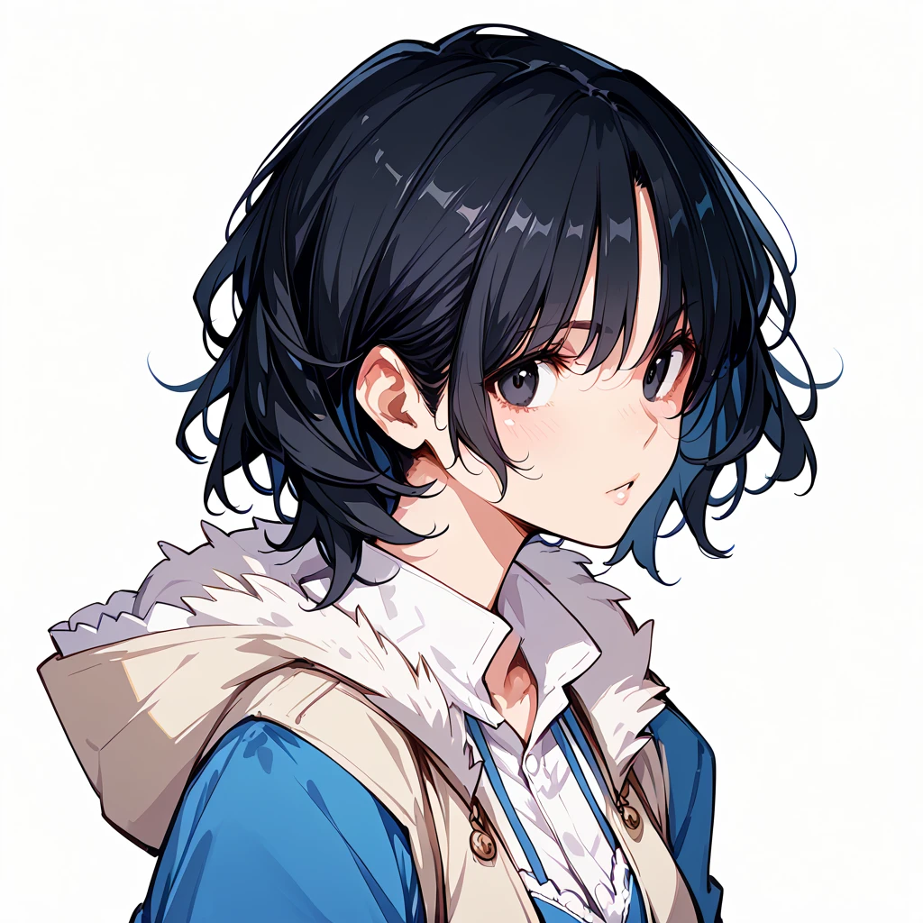 score_9, score_8_up, score_7_up, masterpiece, ultra-detailed, pretty eyes, anime-Style, kaoru tanamachi, black eyes, black hair, messy hair, white background, FaceUP
