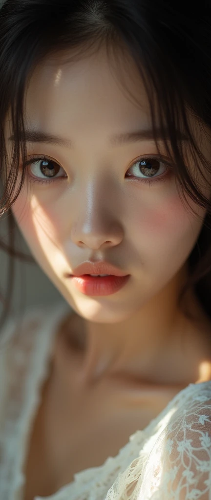 ((32K:1.9, Highest quality, masterpiece, Ultra-high resolution)), 1 Japan Girl, Age 19, Perfect dynamic composition, Tilt your head, look into the viewer:1.6, Highly detailed eye and facial textures:1.3, Fair skin, blush, (Erotic eyes:1.5), (A face of ecstasy:1.5, Sexy Face:1.5), (A taste that exudes beautiful eroticism:1.55), The expression of someone who feels deeply loved:1.6, (Expression drowning in intense pleasure:1.8), (Sharp focus, Cinema Lighting), Show face only, ((((Too erotic))))