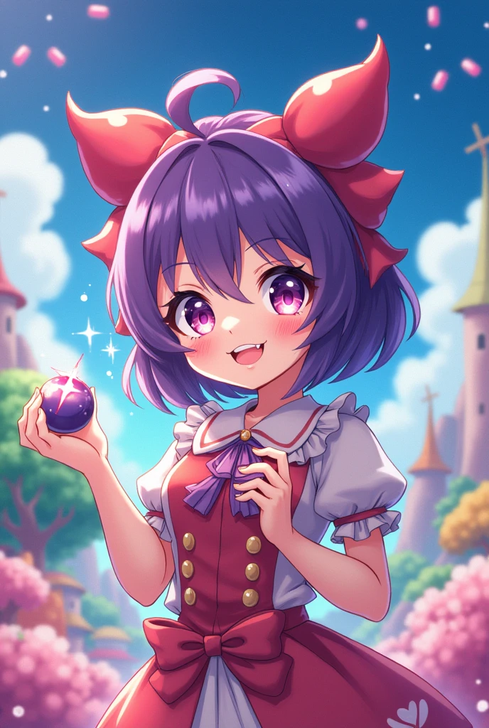 I want a picture of a cute anime with a evil smile