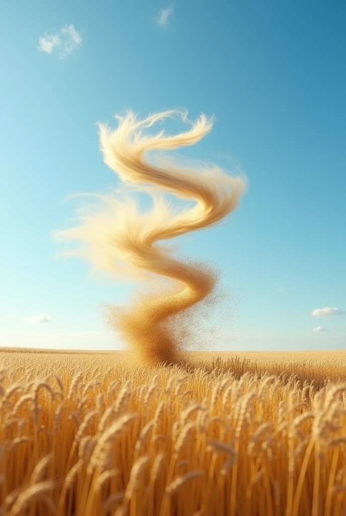 A tall and straight Dust devil on a field
