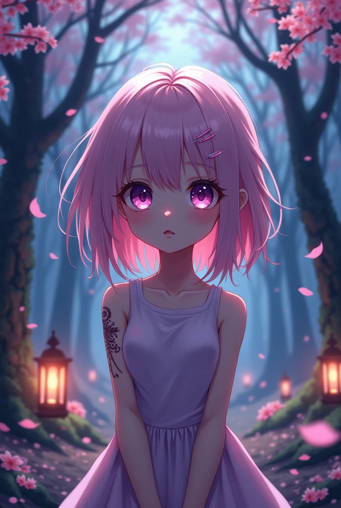 I want a picture of a anime girl that looks cute but has a dark side