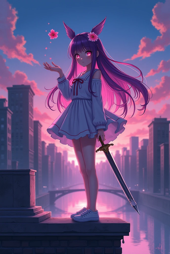 I want a picture of a anime girl that looks cute but has a dark side