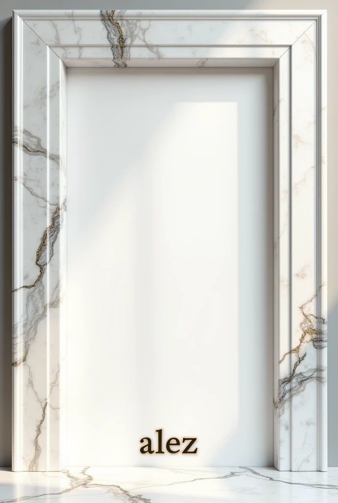 lead frame made of marble with a space at the bottom where the title is "alesz" and with nothing inside the frame that occupies the entire image and the edges of the frame