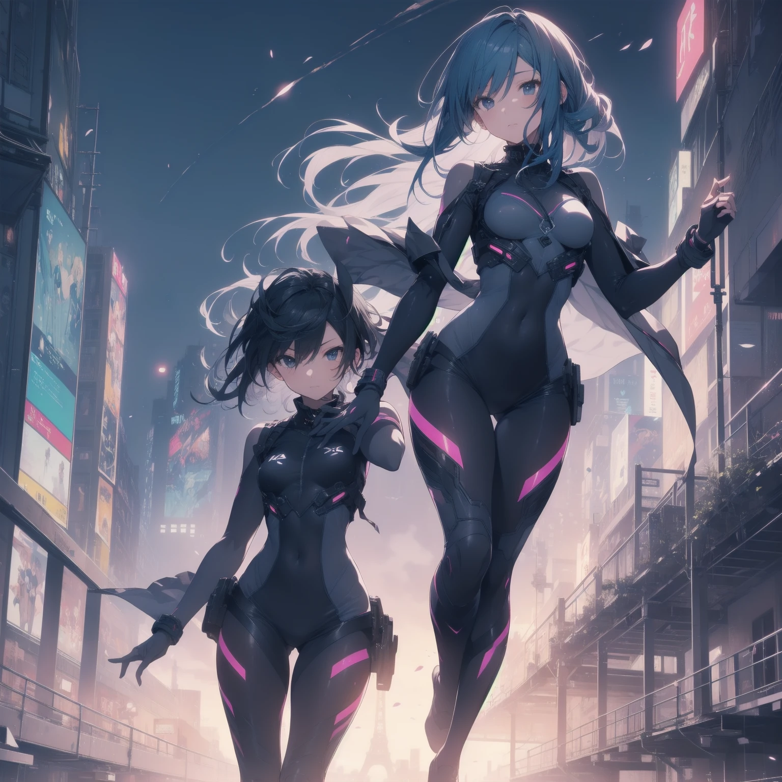 ultra-absurdres-Top quality by artist God, ultra-detailed, high resolution, anime moe artstyle, best anime 8k konachan wallpaper, pixiv contest winner, pool:2810, perfect anatomy,break, 1girl, (Please draw a girl dynamic action on skyscraper alone. )break,(Solo,little female, 16-year-old:1.3),Full limbs, complete fingers, cyberpunk, (very short hair), pixie cut, medium breasts, beautiful (well-shaped) breasts, groin, butt, small black eyes, beautiful detailed eyes, well-proportioned iris and pupils, expressive eyes, highres detailed hair, expressionless, (bodysuit, plugsuit), (Detailed Lighting), (Detailed background), in the cityscape. break,super detailed skin, Best sexual lighting powered by famous artist, 8k,beauty illustration,photoshop_(medium),very aesthetic,break,((artist:izumi_tsubasu )), artist:clamp ,artist:carnelian ,artist:kantoku ,
