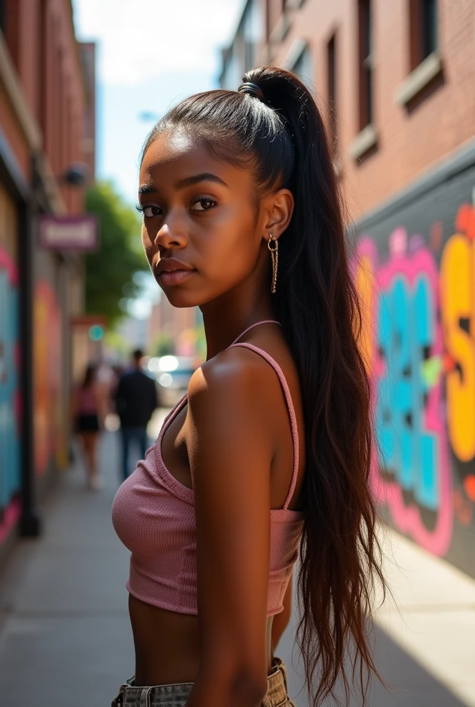 A 18 year old girl with Heavily oild ponytail