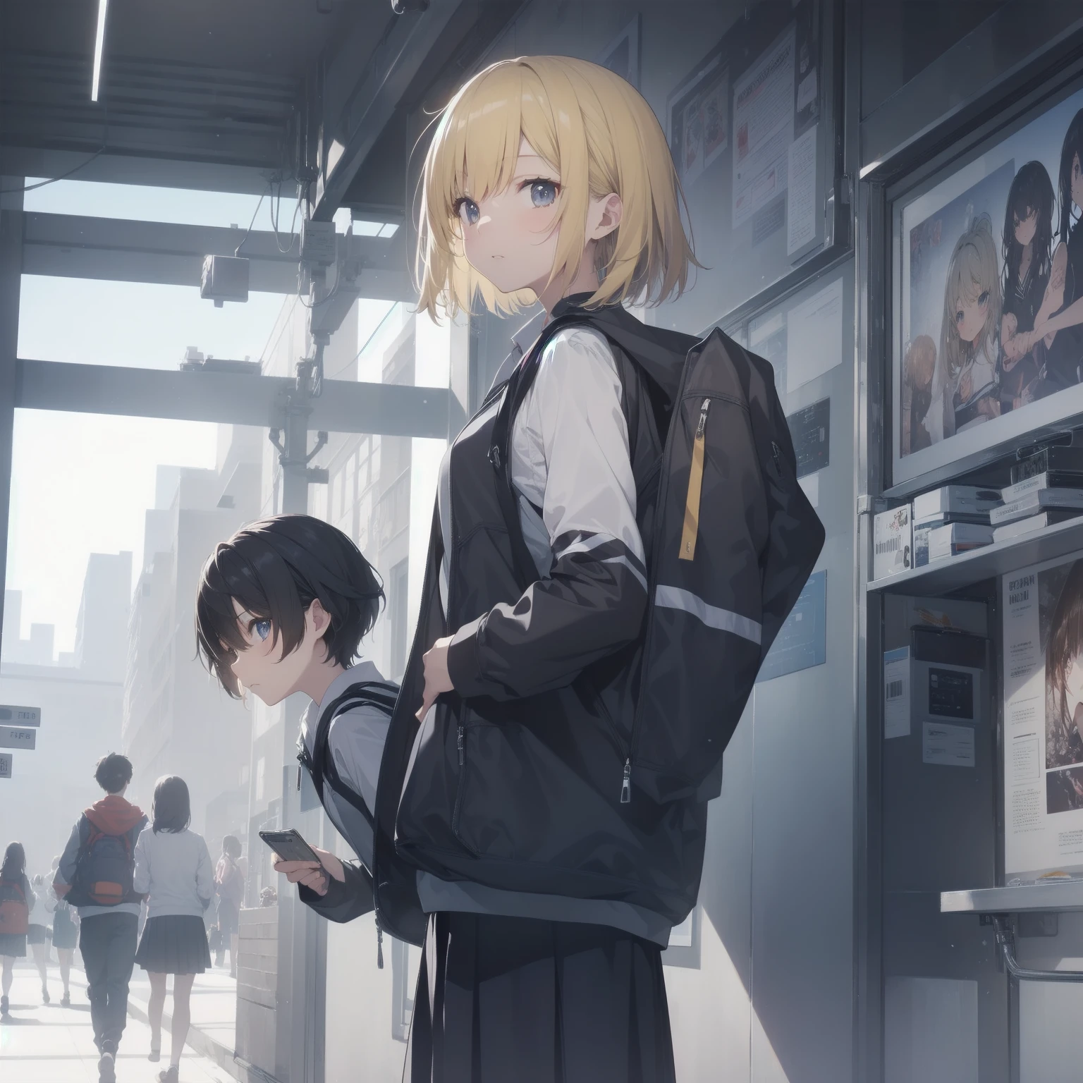 ultra-absurdres-Top quality by artist God, ultra-detailed, high resolution, anime moe artstyle, best anime 8k konachan wallpaper, pixiv contest winner, pool:2810, perfect anatomy,break, 1girl, (Please draw a girl walking sleepily to school alone. )break,(Solo,little female, 13-year-old:1.3),Full limbs, complete fingers,a junior high school student, (very short hair), short cut, flat chest, , small butt, small black eyes, beautiful detailed eyes, well-proportioned iris and pupils, expressive eyes, highres detailed hair, soft expression, salor school_uniform, sailor collar, serahuku, bow, pleated skirt,(Detailed Lighting), (Detailed background), in the School commute route. break,super detailed skin, Best cinematic lighting powered by famous artist, 8k,beauty illustration,photoshop_(medium),very aesthetic,break,((artist:izumi_tsubasu )), artist:clamp ,artist:carnelian ,artist:kantoku ,