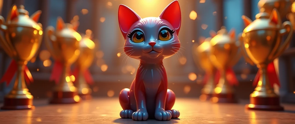 a cat is made of plastic,it is a champion