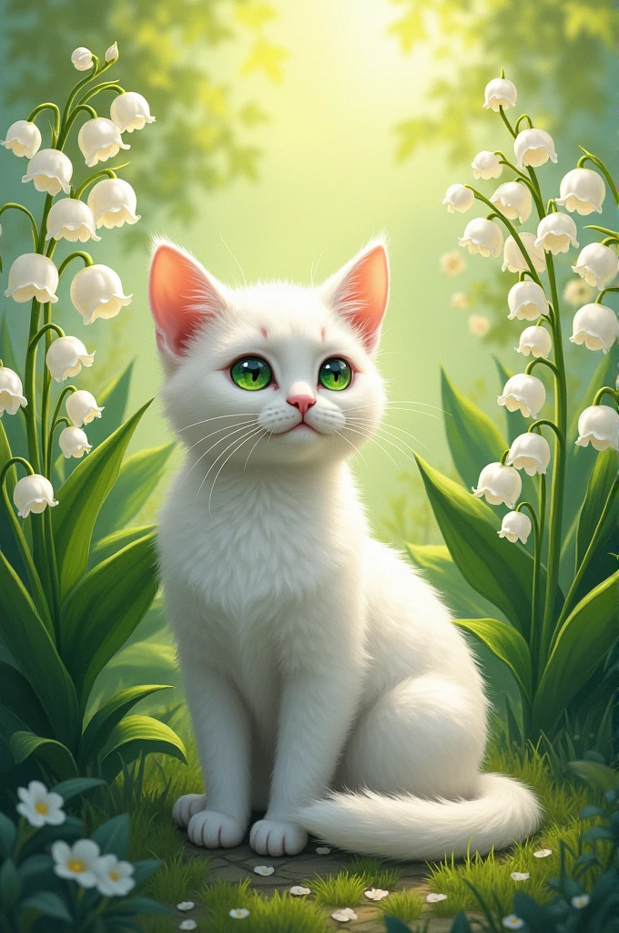 White Cat and Lily of the Valley