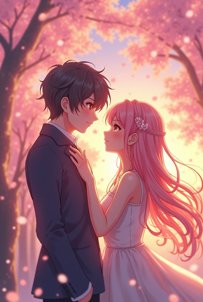 Naked anime girl with beautiful naked anime boy 