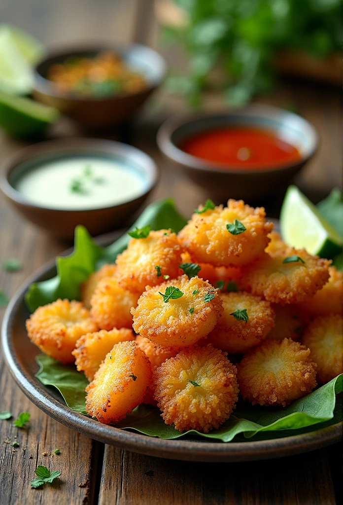 Crispy fried Centella asiatica is a unique and delicious snack that combines the distinctive flavor of Centella asiaticaleaves with an irresistible crunch. Centella asiatica leaves, known for their many health benefits, are coated in a seasoned flour batter and then fried until crispy. To make crispy fried Centella asiatica, first, wash the Centella asiatica leaves thoroughly and dry them. Next, dip the leaves into a batter made from a mixture of all-purpose flour, rice flour, water, salt, and seasonings to taste, such as garlic powder and pepper. Then, fry the Centella asiatica leaves in hot oil until they turn golden brown. Serve crispy fried Centella asiatica as a healthy snack or a complement to a main dish. Its savory taste and crispy texture are sure to be addictive.
