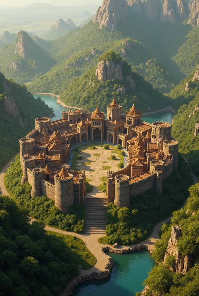 You can create for me the map of a medieval kingdom where there are villages, one of which is called Kashmir and is 10 km to the south-east and is covered with a wall which is like a barrier, the borders. At 5 m