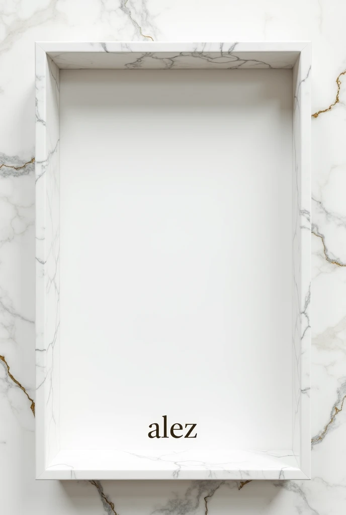 lead frame made of marble with a space at the bottom where the title is "alesz" and with nothing inside the frame that occupies the entire image and the edges of the frame, more square more square