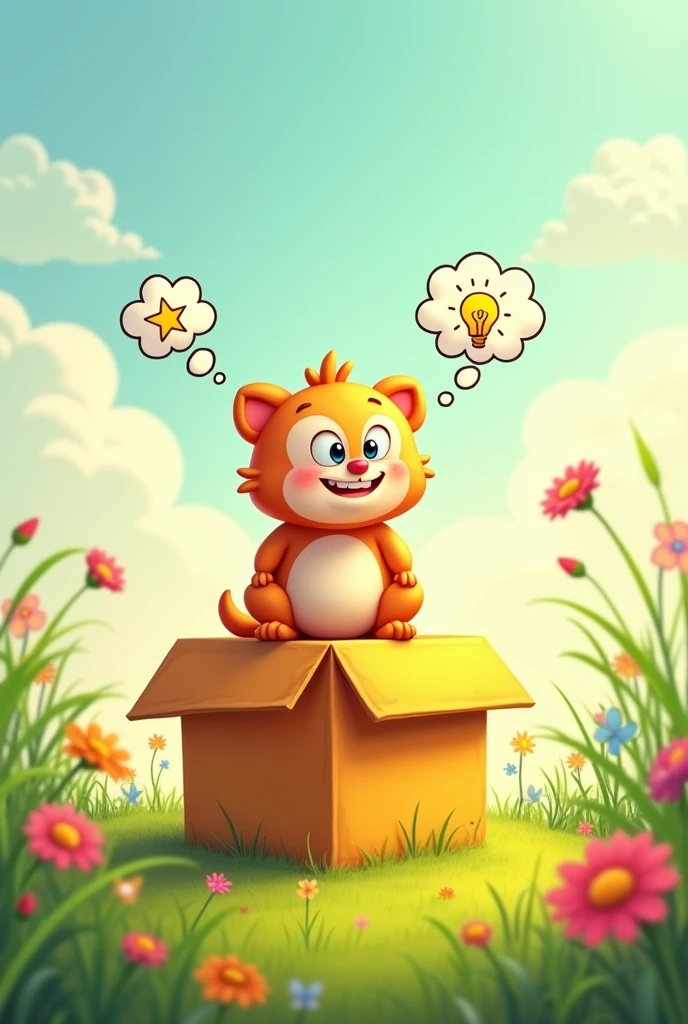 A cartoon sitting on a box thinking png