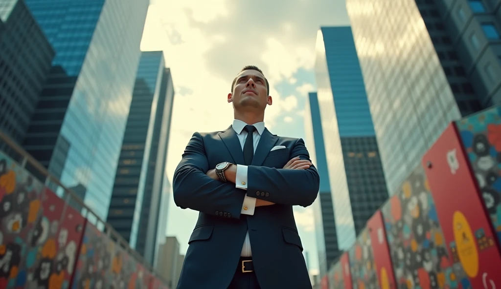 A depiction of a man transitioning from being extremely insecure to highly confident, set against a backdrop of modern aesthetics.