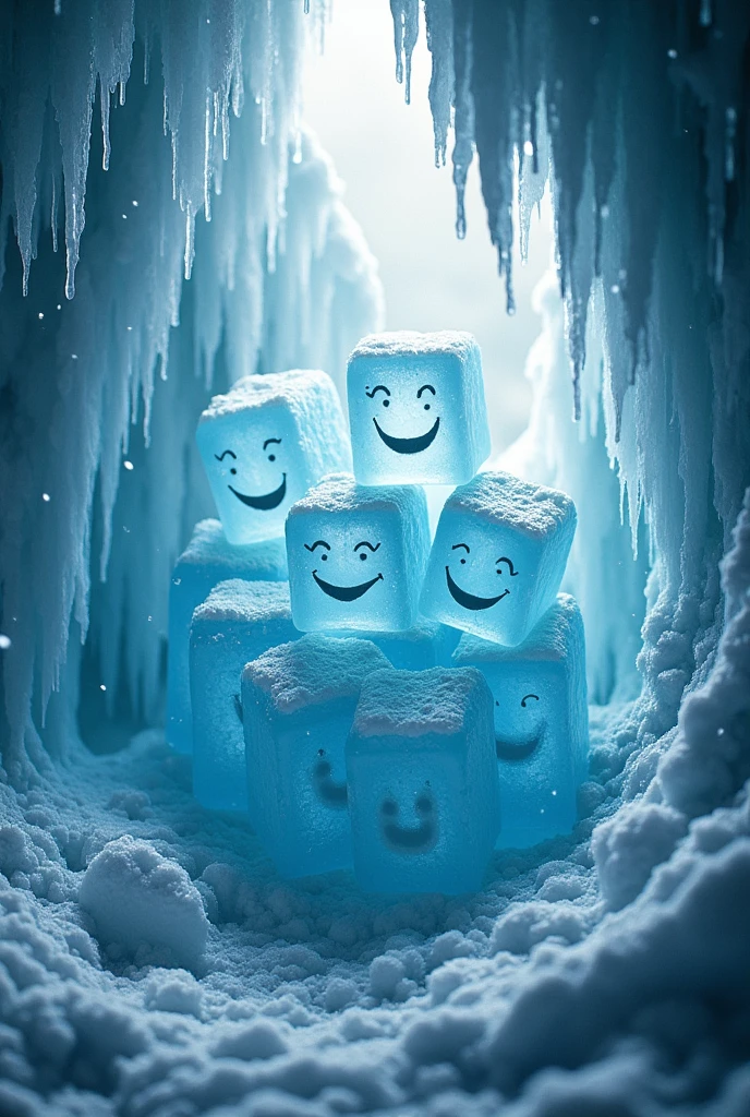 Human ice cubes hiding from the sun inside a cave