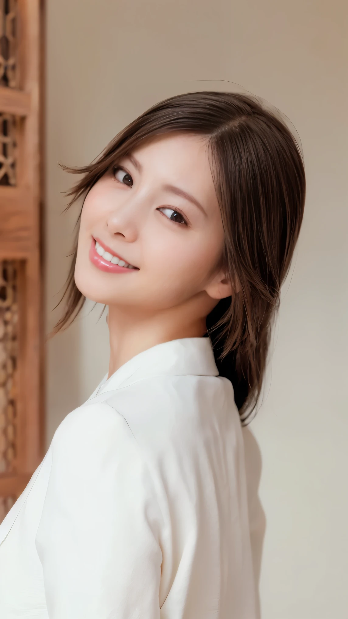 Memory correction:255, Everything modern:1.66, Cute Japanese Women Photos, smile, 20-year-old, Oil and hair balm for one-length straight hair:1.55, (photo Realistic:1.4), (hyper Realistic:1.4), (Realistic:1.3), (Smoother lighting:1.05), (Improving the quality of cinema lighting:0.9), 32K, 1 person,20-year-oldの, Realistic lighting, Backlight, The light shines on your face, Ray Tracing, (Bright light:1.2), (Improvement of quality:1.4), (Highest quality Realistic textured skin:1.4), fine grain, Detailed face,(smile:0), (Emphasis on face close-up:1.3), (Enhances the beauty of skin texture:1.1),((Extremely precise and accurate anatomy:1.0)), (Enhances the beauty of skin texture:1.1), Clean and glowing skin, mesh, thin:1.2, (Realistic:1.3), Realisticなライティング, (Smoother lighting:1.05), 32K, One Japanese woman, fine grain, Detailed face, (Film Grain:1.1),(Accentuates body lines:1.1), High resolution, Natural look, Kind eyes, Improves hair quality, Delicate light and shadow, Transparent muscles, Graceful pose, Beautiful Eyes, Sharp details, Soft light reflection, Beautiful contours, Delicate skin tone, Fine hair texture,Cute Japanese Women Photos,