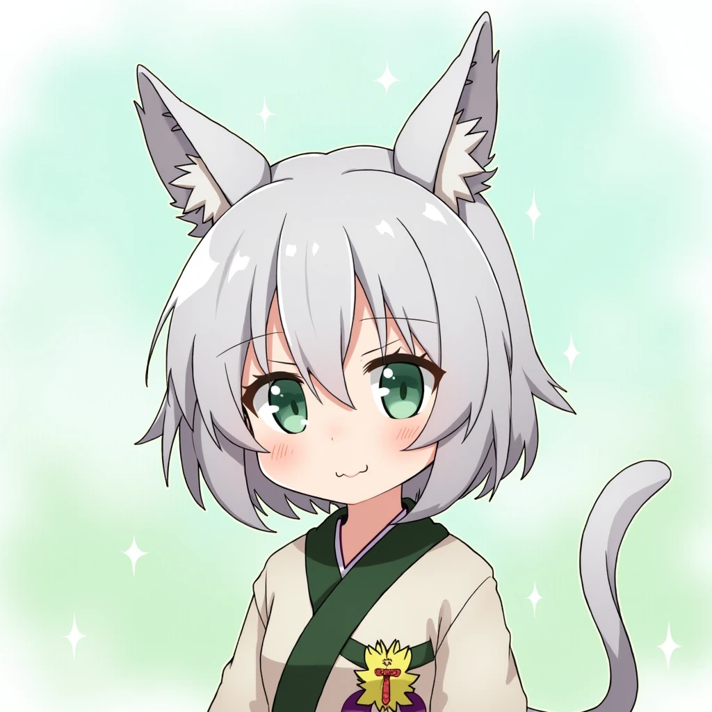 	•name: Shibina • Appearance:
	• Hair color: • Grey Hair • Eye Color: Green • Gender: Female • Characteristics: beautiful girl、short hair、White Animal Ears • Personality:
	• Aggressive • Kind • Calm-minded • Personality: Cute tone • Age: 7  old • Height: 114cm • Weight: 23kg • Race: Gods and Demons • Identity: The emperor of the divine world, the pen-headed devil and the eighth princess • Background: A place surrounded by nature
　　･    clothing:Divine Realm Robe
• Anime Character