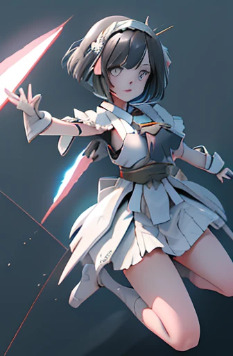 (highest quality)), ((masterpiece)), (Very detailed: 1.3), 3d, {(Young girl)}, Wearing a white frilly Gothic Lolita outfit, (She is fused with a Gundam mecha from the future....), With headgear, With V-fin , Armored Shoulders,Armament, Armor at the feet, Multi-layer texture perfect ratio, Octane Rendering, Duotone Lighting, Low ISO, wide aperture, White balance, Three-part method, Ultra HD 16k, High resolution (High Dynamic Range), Ray Tracing, NVIDIA, Super Resolution, Scattered beneath the surface of the water, PBR Texturing, Post-processing, Anisotropic Filtering, Written boundary depth, Maximum clarity and sharpness, Highly efficient subpixels, subpixel convolution, Particles of light, Scattered Light, Tyndall effect, whole body:1.5, Combat pose, cute, (cute:1.2), (Bobcut:1.3),Braiding, Black Hair, Thick eyebrows, Pale-colored iris, big, Bright black eyes, Long eyelashes, small, Bright colors, Natural lips, (The average face of a Japanese idol), (Japanese baby face:1.3), (Baby Face), Wide forehead:1.2, Plump Cheeks, small jaw, Visible side boob, (Has a huge weapon:1.5), fly in the sky、((((Flying high in the sky)))),View your audience,Focus on the eyes , (Four perfect fingers, One thumb),