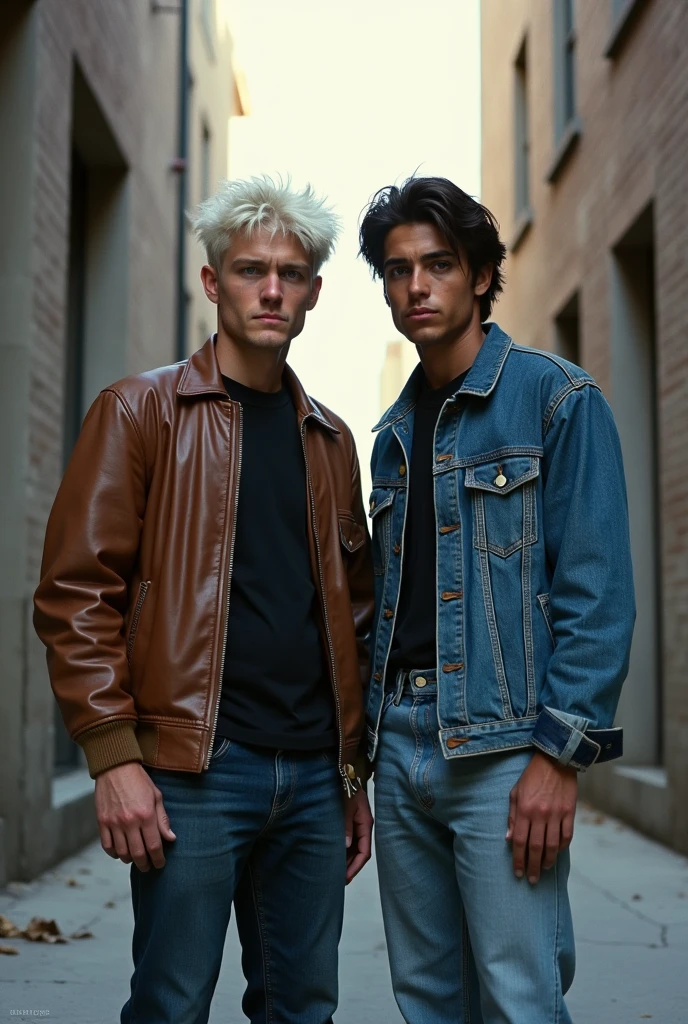 Dallas Winston from The Outsiders book, , High cheekbones, Elfish face, Ears like a lynx, Icy blazing blue eyes, Tough, Blond, almost white hair, Hair that falls over his forehead in wisps, Dark blue jeans, Black T-shirt, Dark brown leather bomber jacket. Johnny Cade from The Outsiders book, , Big, black eyes, Dark tanned face, Jet black hair that is heavily greased and combed to the side, Hair so long it fell in shaggy bangs, Delicate, Jumpy, Scar on his cheek, Black shirt, Light blue jeans, Jean jacket.