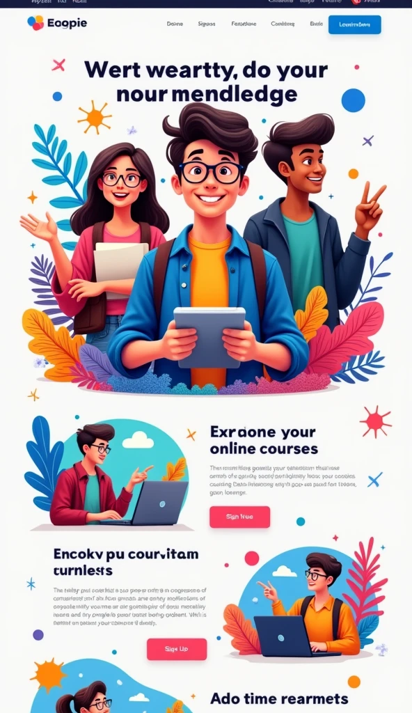 Landing page for a free course platform