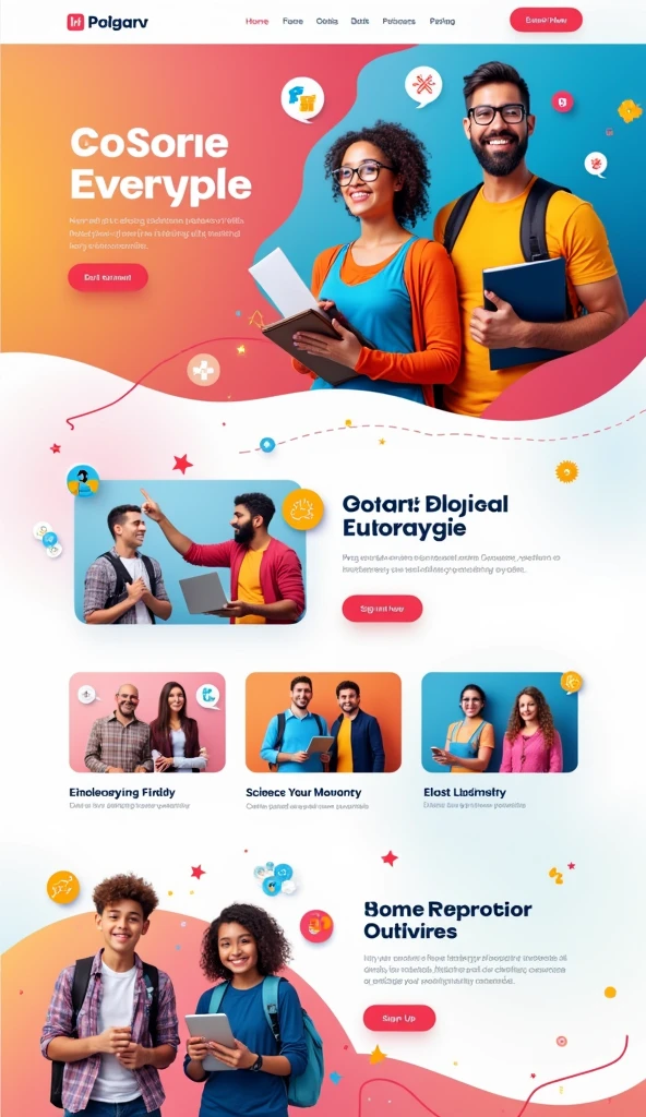 Landing page for a free course platform