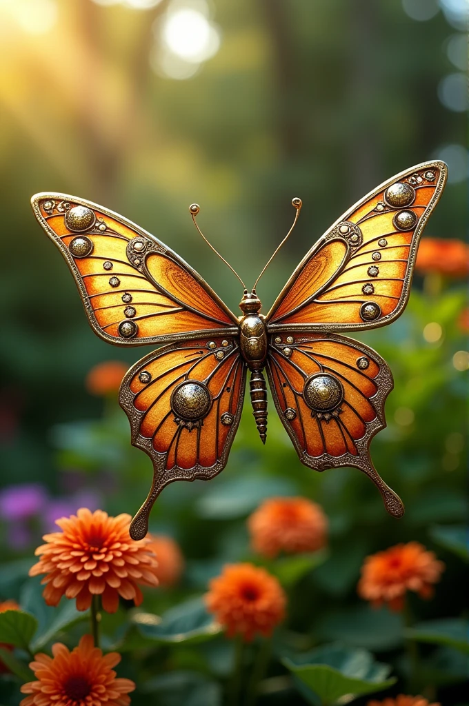 create an image of a mechanical butterfly