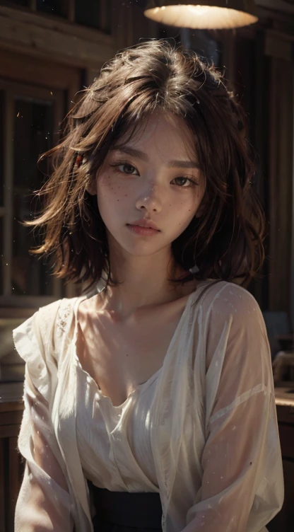 (best quality,4k,8k,highres,masterpiece:1.2),ultra-detailed,(realistic,photorealistic,photo-realistic:1.37),beautiful detailed eyes,beautiful detailed lips,extremely detailed eyes and face,longeyelashes,1 girl,portrait,fantasy landscape,magical forest,glowing fireflies,warm sunlight,dramatic lighting,vibrant colors,cinematic, cute face, pretty girl, ((short hair)),