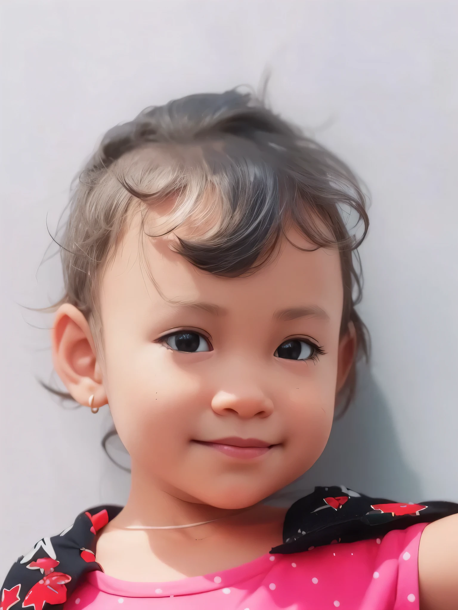 cartoon Caricature 3d, A three year old girl, cute, beautiful hair, 3D render, 3D Cartoon, big head, cartoonish look, high resolution, super detail, soft lighting, HDR plus, full ultra HD detail. Portrait, cartoon, cartoon art, Indonesian