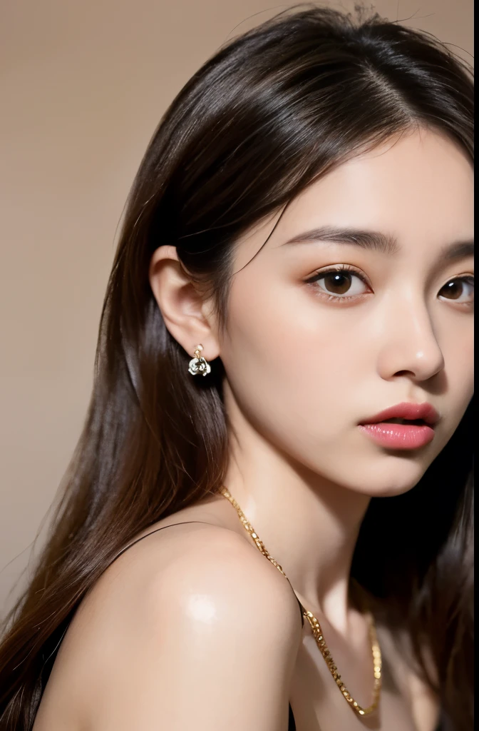 (masterpiece:1.3), (8 thousand, realistic, RAW photos, best quality: 1.4), (1 woman),(very sexy), (Beautiful makeover), (((유난히 아름다운 realistic 얼굴))), (((Create a slim and beautiful body))), (long eyelashes),  (double eyelid), (Brown hair, parted, long hair:1.3), (아름다운 parted스타일), (Realistic and truly beautiful and delicate eyes), (((beautiful and big breasts))), (realistic and beautiful skin), (absurd), (attractive), (ultra high resolution), (extremely realistic), (very detailed), (golden ratio),   (necklace),  (earring), (So beautiful and sexy), (((beautiful eyes))), (((high nose))), (((small nostrils))), (((beautiful mouth))), (((beautiful mouth술)))