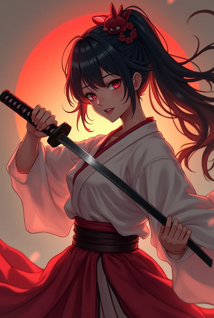 A beautiful Japanese girl wielding a katana and causing mayhem.