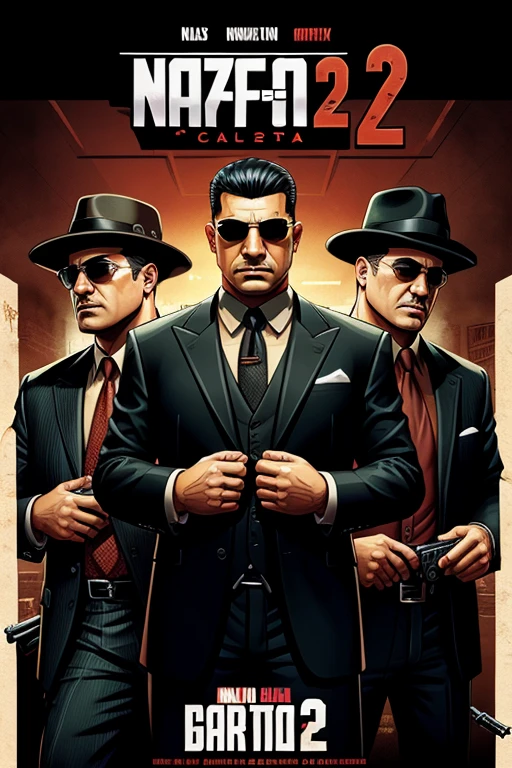 mafia 2 90s comic game poster with vito scalleta , joe barbora and boss with so many details