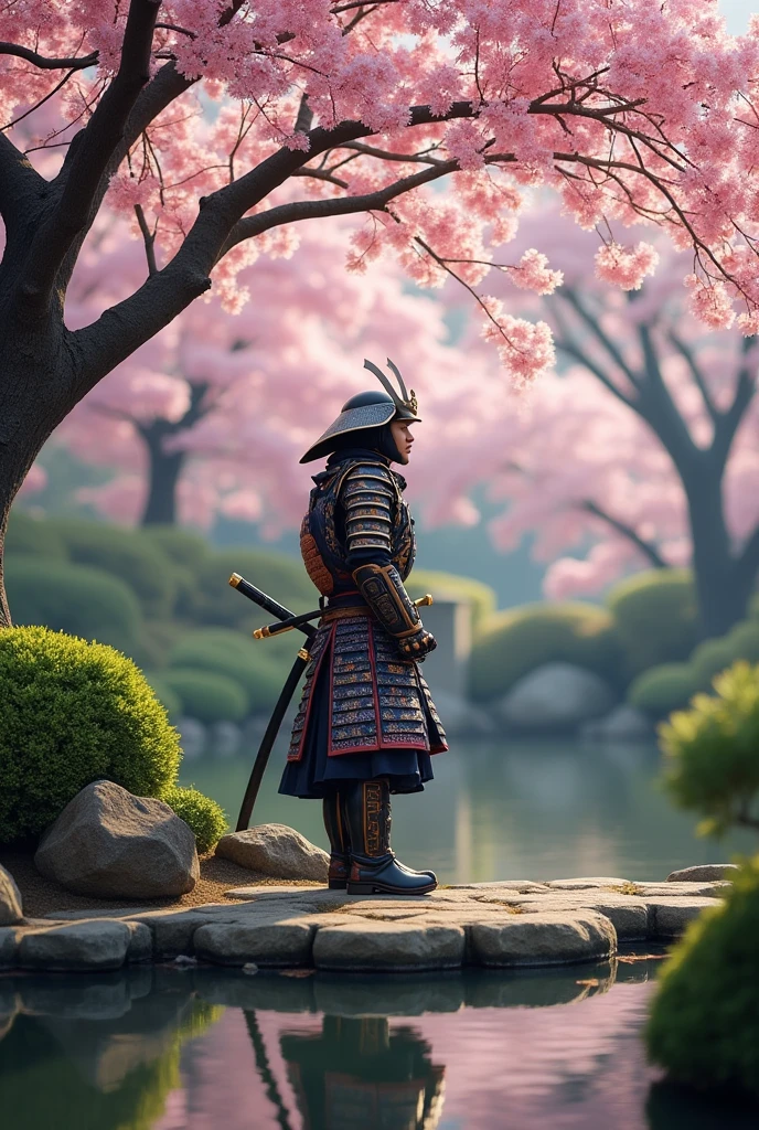 Samurai and cherry blossoms