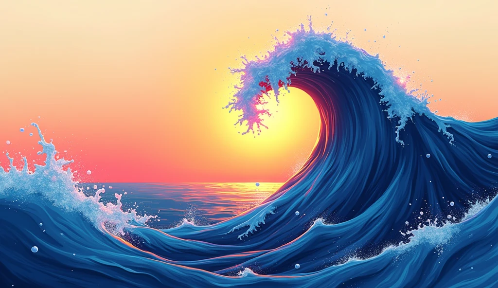 You are the art director of Art Wave.,Design an app icon for the company now,Design style reference midjourney,Overall image is a combination of waves and paintbrushes.