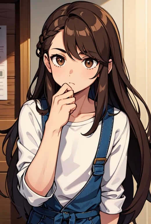 1 boy, handsome, brown hair, long hair, brown eyes