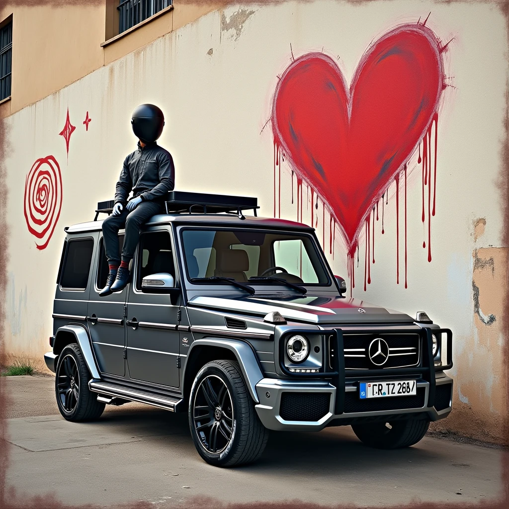 Wall art modern, banksy, Mercedes EQE