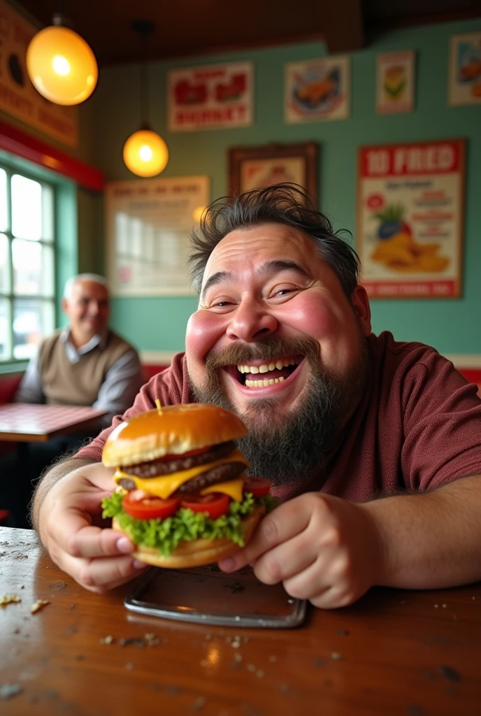 Show me a fat man
Give him a burger and eat
