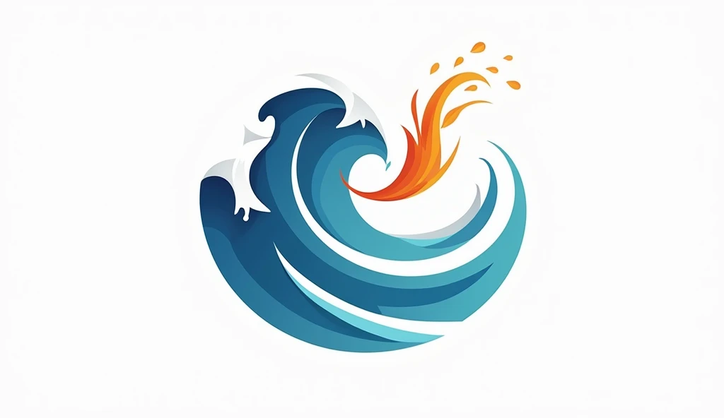 Design a logo，Design style reference midjourney，The overall picture is a combination of waves and a paintbrush