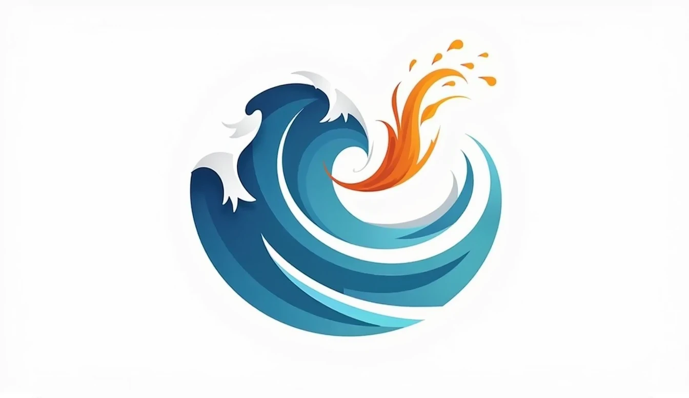 Design a logo,Design style reference midjourney,The overall picture is a combination of waves and a paintbrush
