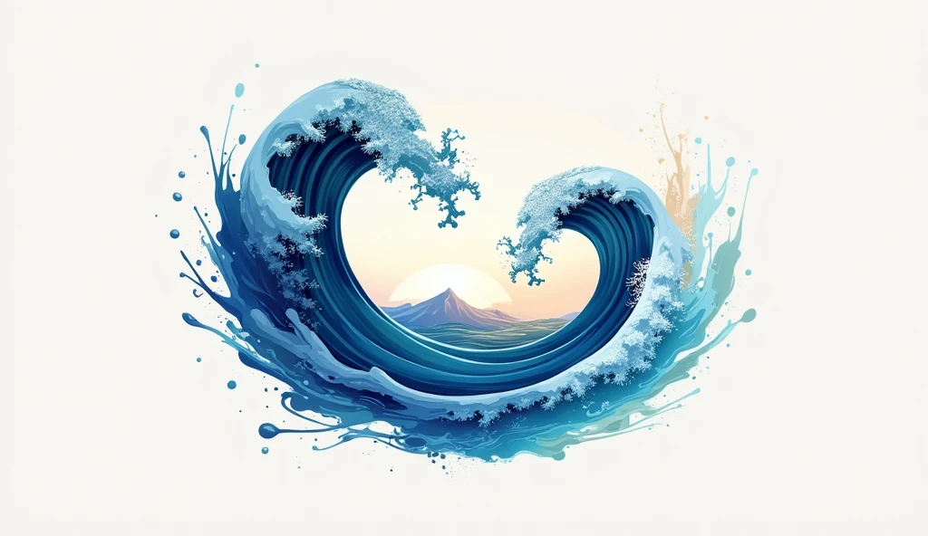 Design a logo,Design style reference midjourney,The overall picture is a combination of waves and a paintbrush