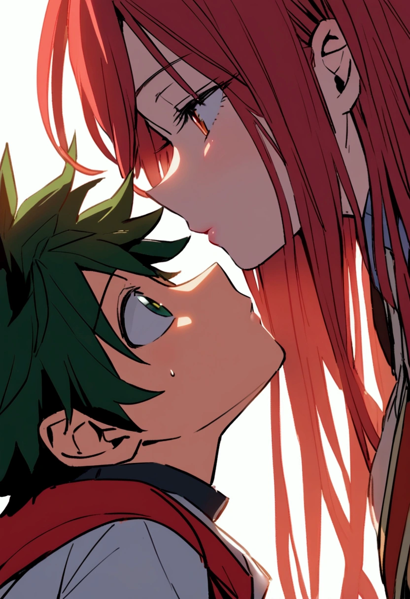 midoriya izuku (My hero) com corte high-fade, red headphones, kissing Mina Hagakure (My hero)