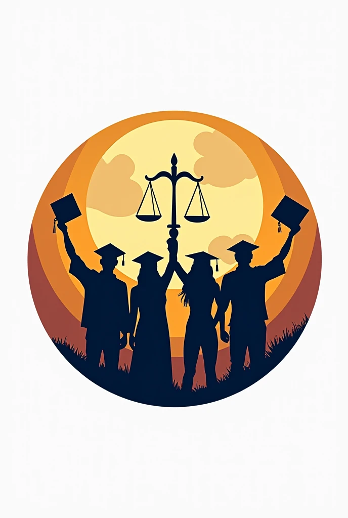 make a round logo and show 4 students of convocation wearing their caps in shadow holding their degrees and hands and also mention the symbol of justice b/w them and in the back mention beautifully BOLD Fonts ULC Humans