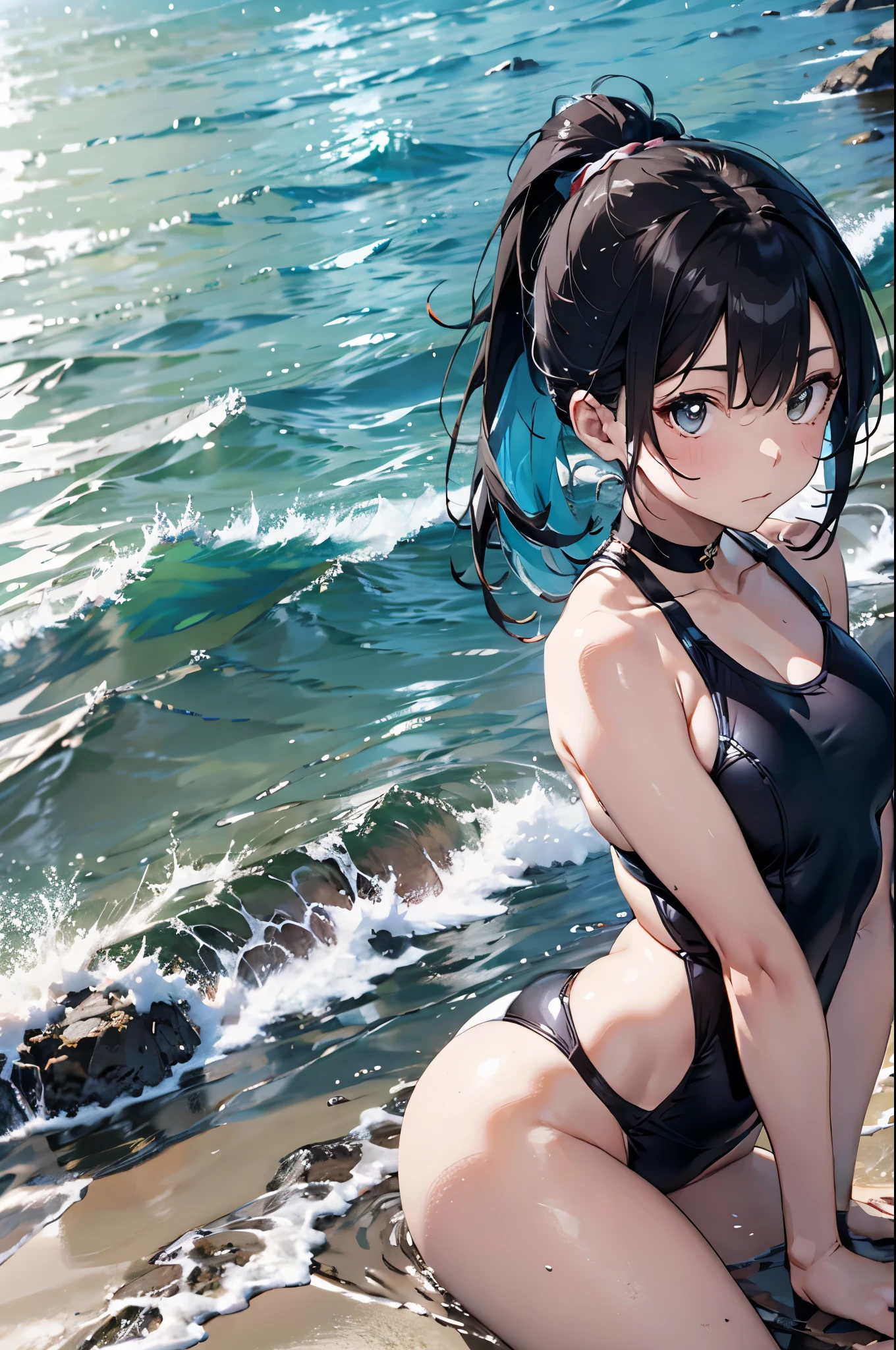 4K,8k,High resolution,topless、Yellow swimsuit、
One beautiful young woman,Light blue hair、ponytail、
(Soft Saturation:1.3), (Fair skin:1.2),
(ultra-Detailed Background, Detailed Background), Bokeh,
break'Smiling portrait.,
When viewed from the front, The composition is symmetrical,
Looking straight at you with serious eyes,
break Swimwear, Yellow Bikini, Center of chest,
Outdoor, Sea surface, null, sunlight,Summer beach, Sandy Beach,
Strong light, Front lighting,
(:1.3), (Cowboy Shot:1.2),
Front brake angle,
View your viewers,
Dynamic pose,
sitting on the beach
Seaweed、Seaweed、Seaweed、Seaweed、Seaweed、Seaweed、Seaweed、